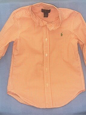 Polo by Ralph Lauren Orange Gingham Button-Down Shirt - Boys size 5